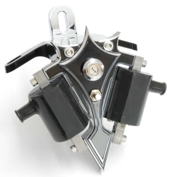 Black Dyna Coil Bracket with Ignition Switch and starter button